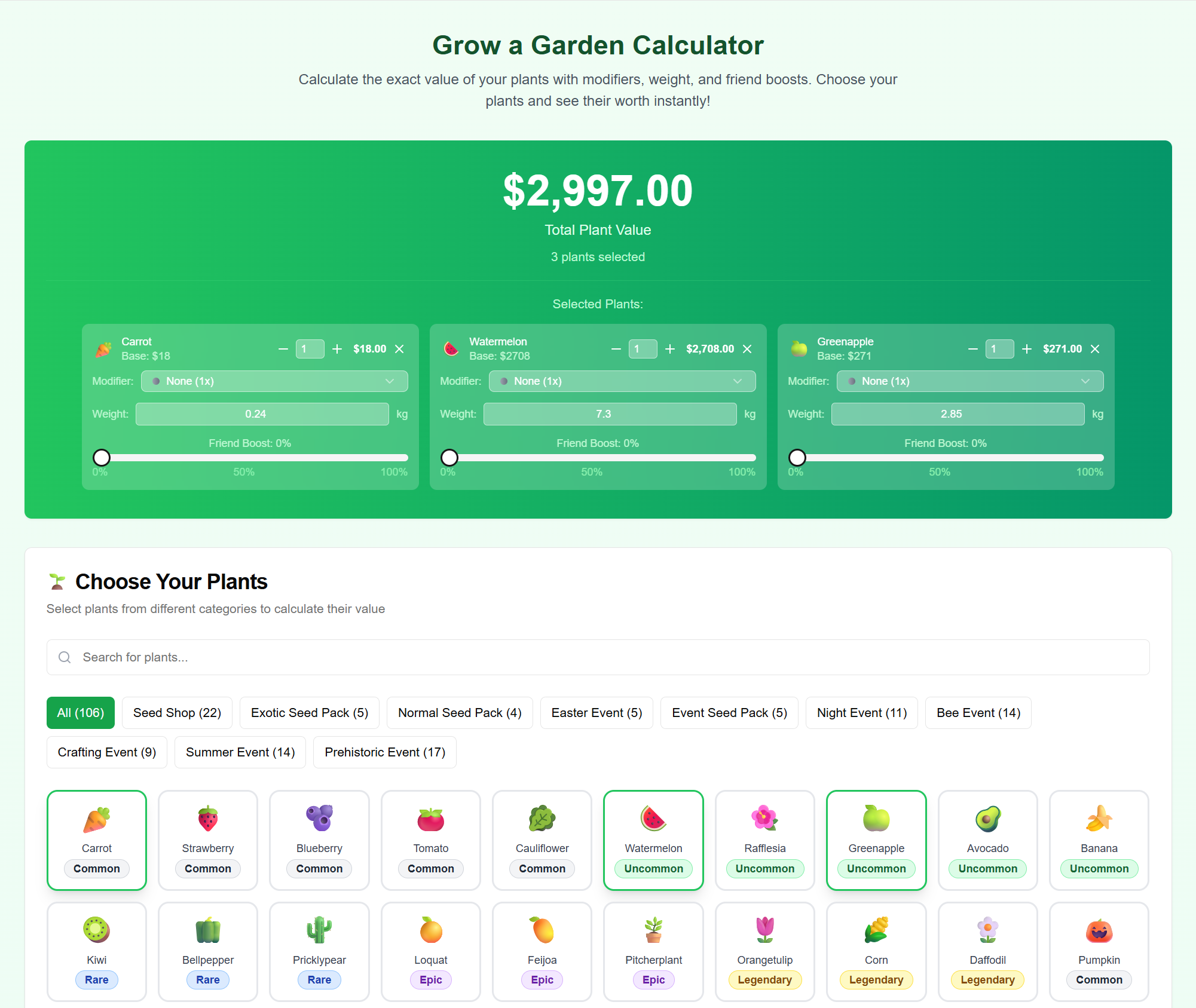 Helpful Grow a Garden Calculator preview